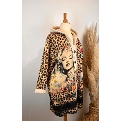 Manteau veste sherpa léopard  "Marilyn" grande taille