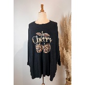 Pull col rond Cherry cerises lopard grande taille 58 - 60