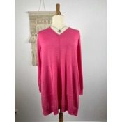 Pull fin  poches - rose fuchsia