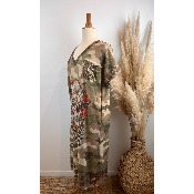 Robe longue en mailles lurex tête de mort mexicaine camouflage Grande Taille