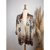 Veste Léopard Kimono en maille lurex grande taille