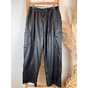 Pantalon large cargo en simili grande taille