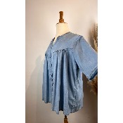 Blouse chemise en tencel bleu clair grande taille