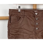 Pantalon jean en similicuir marron froissé karostar 36 au 44