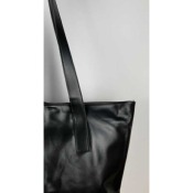 Sac cuir petit cabas porté épaule - noir