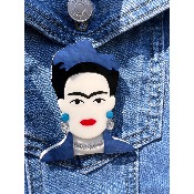 Broche Frida Kahlo bleue aimantée