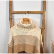 Pull col roulé cachemire dégradé rose 