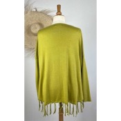 Pull mailles fines à franges lurex argenté - vert anis