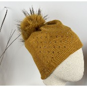 Bonnet strass pompon en marmotte 