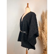 Cape laine bouillie + ceinture grande taille