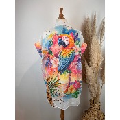 Chemise coton lgre perroquet lopard  grande taille