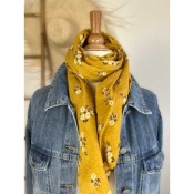 Foulard fin liberty coton & soie- jaune moutarde