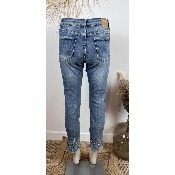 Jean slim 7/8ème brodé frangé bohème grande taille