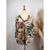 Pull manches longues en mailles lurex imprimes Frida grande taille