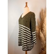Pull mailles marinière grande taille