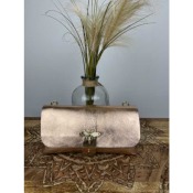 Sac pochette cuir métallisé - Nude Rosé