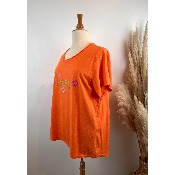 T-shirt coton bohème orange grande taille