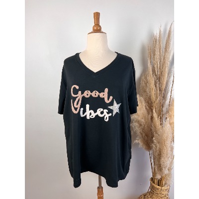 T-shirt bohème coton good vibes grande taille