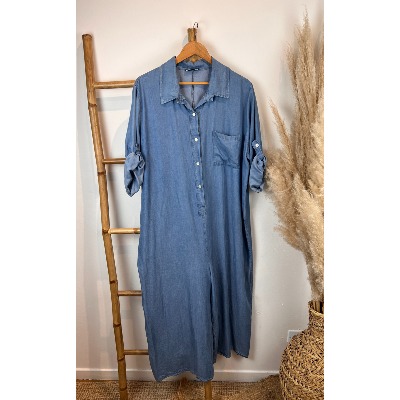 Combinaison en tencel bleu grande taille