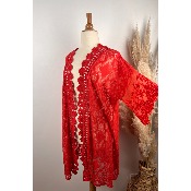 Kimono mi-long dentelle bohème grande taille