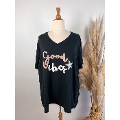 T-shirt bohme coton good vibes grande taille