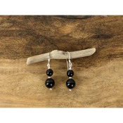 Boucles d'oreilles bohme pendantes onyx noir en argent 925