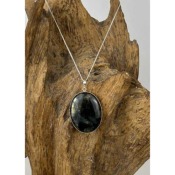 Collier grand cabochon labradorite en argent 925