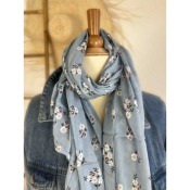 Foulard fin liberty coton & soie - bleu