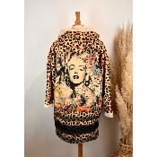Manteau veste sherpa léopard  "Marilyn" grande taille
