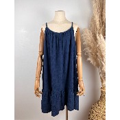Robe courte bretelles en gaze de coton 