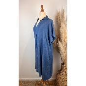 Robe tencel clair ou foncé col chemise + ceinture grande taille