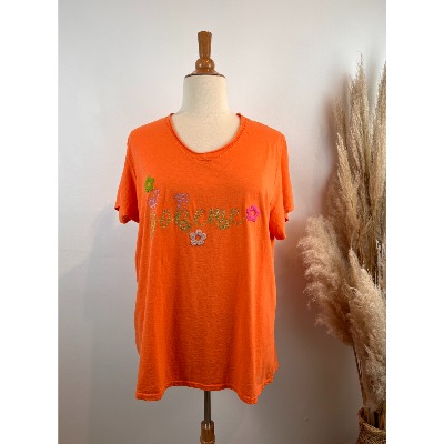 T-shirt coton bohème orange grande taille