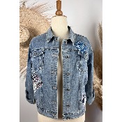 Veste en jean légère patchs liberty bohème grande taille