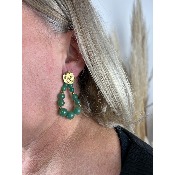 Boucles d'oreilles bohme en pierres naturelles et acier dor