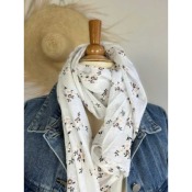 Foulard fin liberty coton & soie- blanc