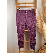 Pantalon jean en similicuir violet froissé karostar 36 au 44