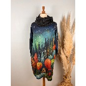 Robe imprim naf fort + charpe grande taille