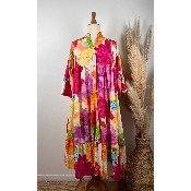 Robe longue bohème colorée coton broderie anglaise grande taille