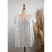 Tunique bohème gaze de coton & broderie anglaise blanc grande taille