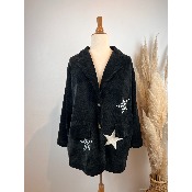 Veste blazer en velours etoiles noir grande taille