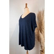 Pull Manches courtes léger uni col V grande taille