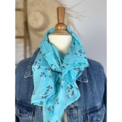 Foulard fin liberty coton & soie - turquoise