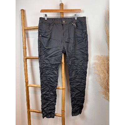 Pantalon jean en similicuir gris froissé karostar 38 au 48