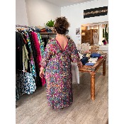 Robe longue bohème en soie imprimé multicolore grande taille