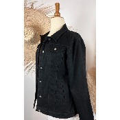 Veste en jean noire grande taille