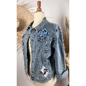 Veste en jean lgre patchs liberty bohme grande taille