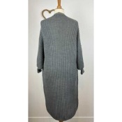 Gilet long grosses mailles gris grande taille