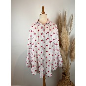 Chemise en gaze de coton rayures cœurs grande taille 50-54