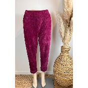 Pantalon dtente en velours prune grande taille