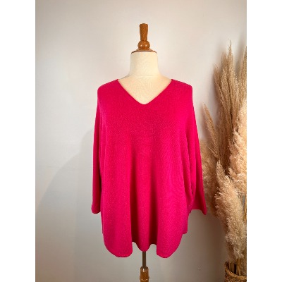 Pull col V uni grande taille